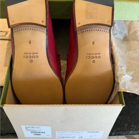 Gucci Red Leather Loafers with Silver and Blue Accents - Picture 2 of 4